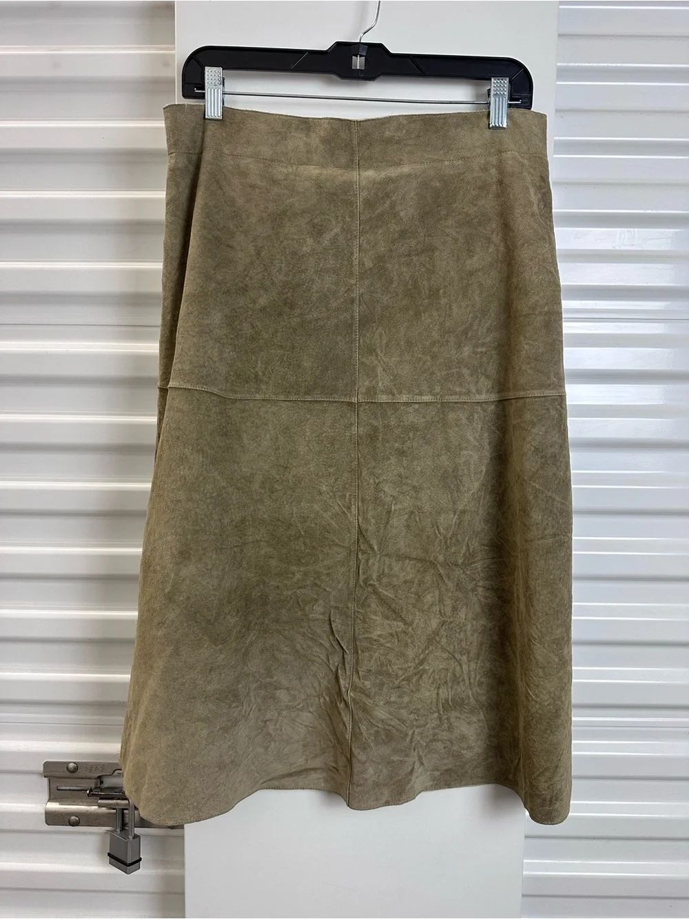 Sigrid Olsen Olive Suede A-Line Skirt